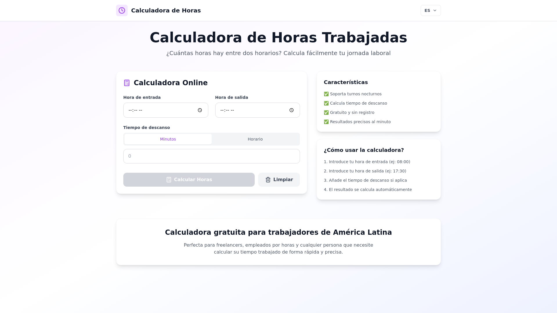 website screenshot of https://ai-calculadora-de-horas.com/