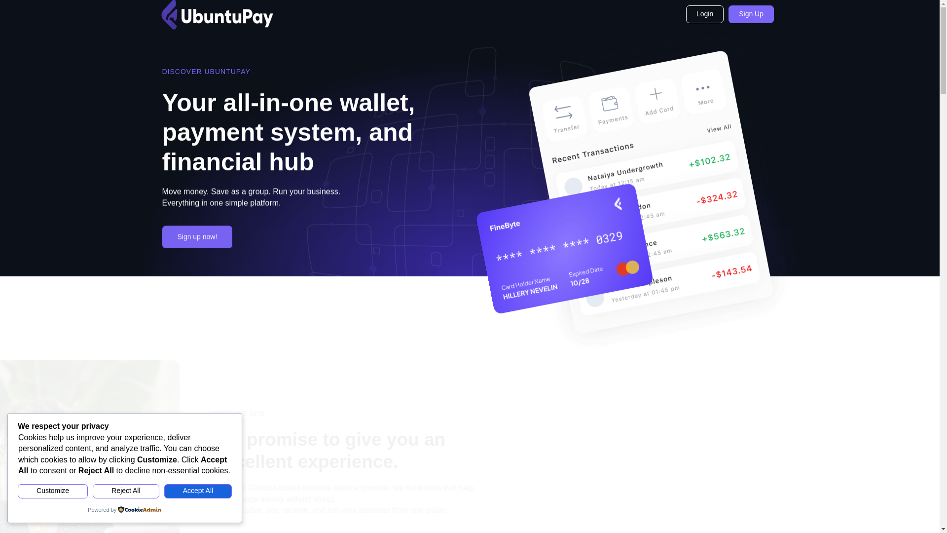 website screenshot of https://ubuntupay.ca/