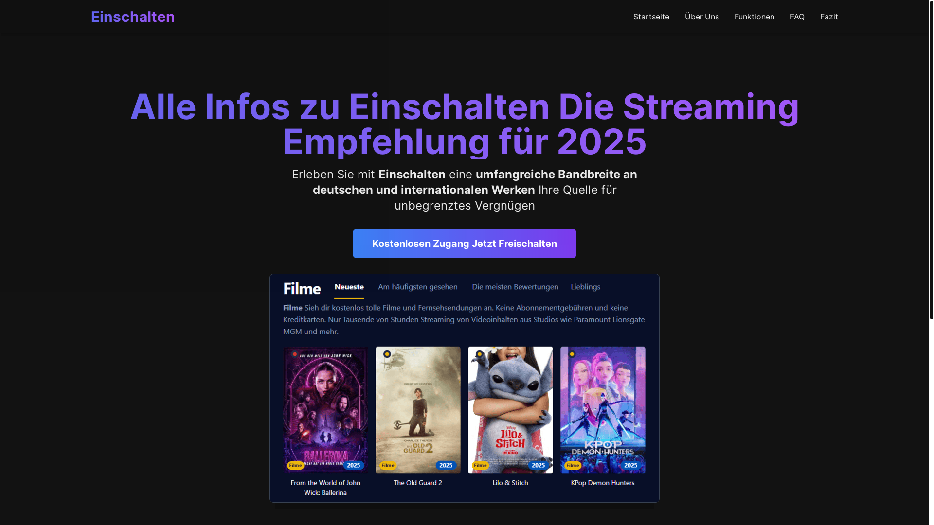 website screenshot of https://einschalten-66w1.pages.dev/