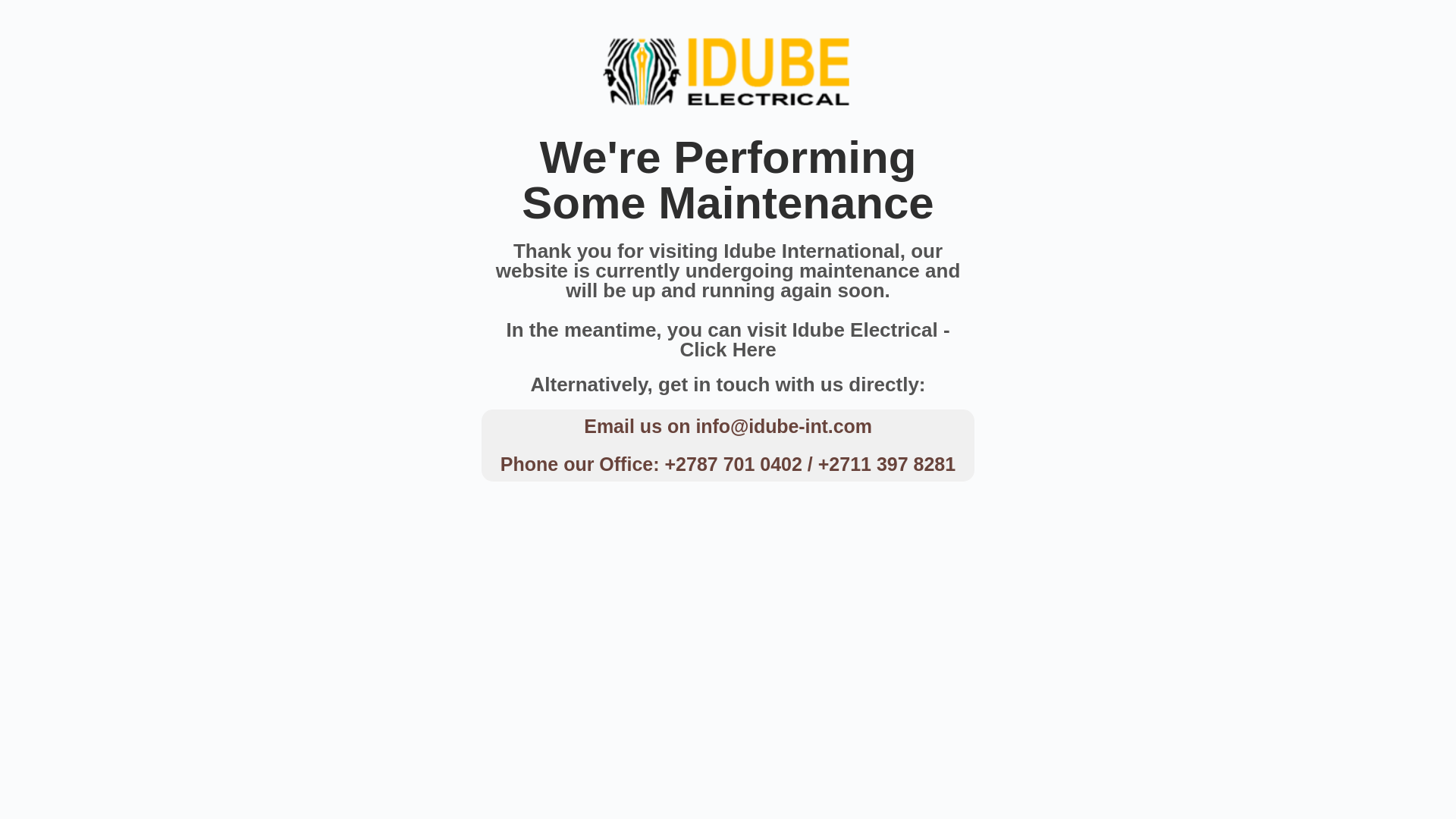 website screenshot of https://idube-int.com/