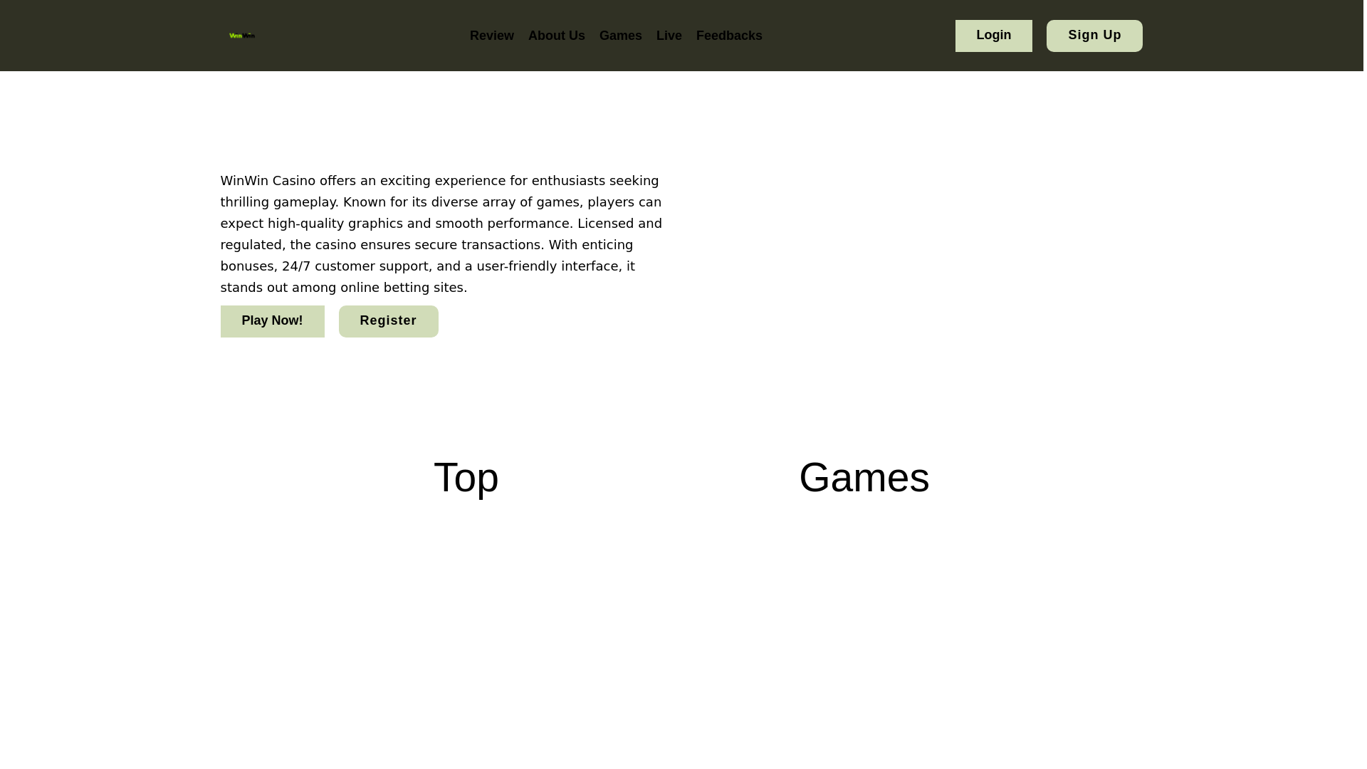 website screenshot of https://winwin-casino.co.uk/