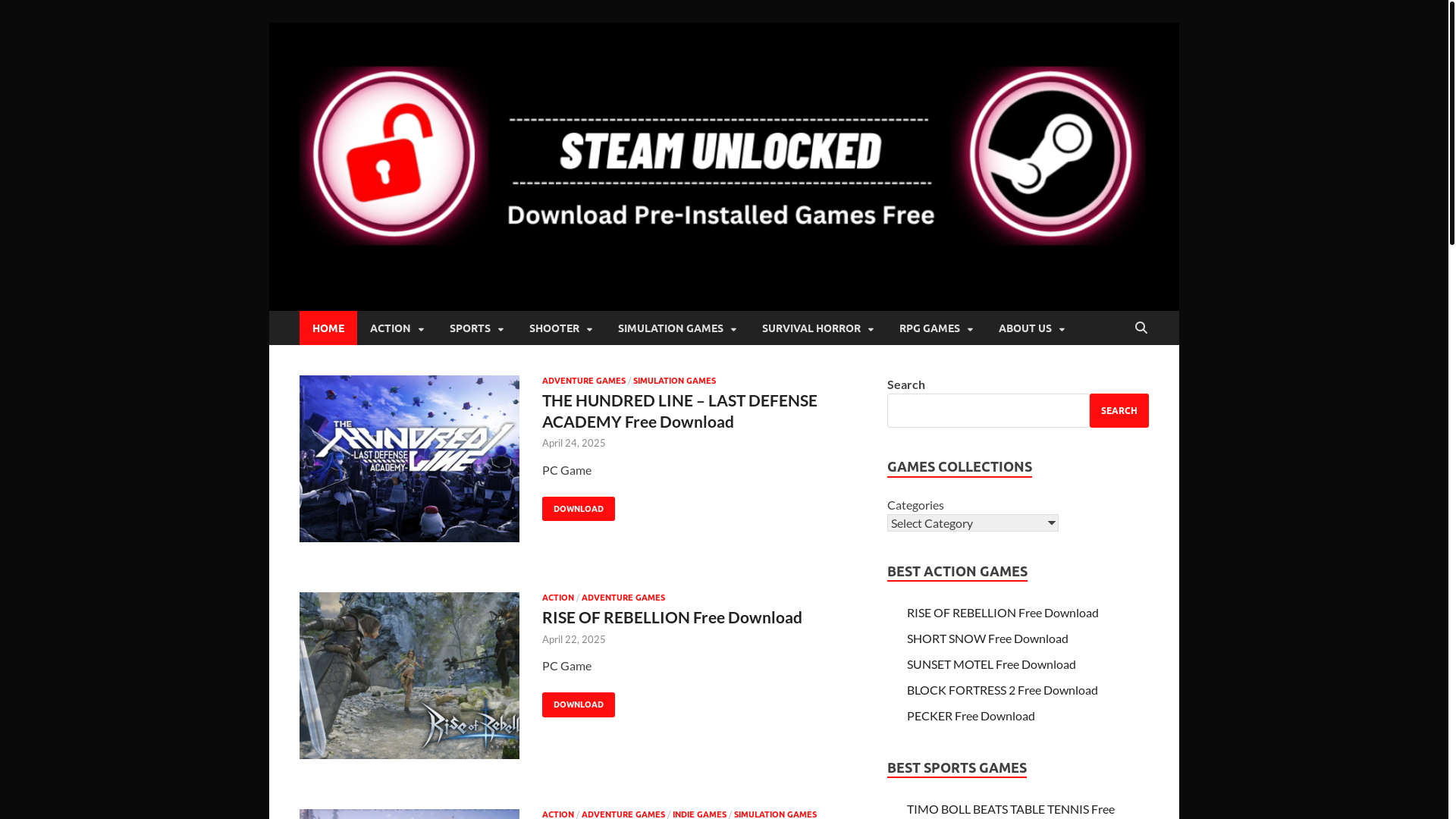 website screenshot of https://steamsunlocked.com/