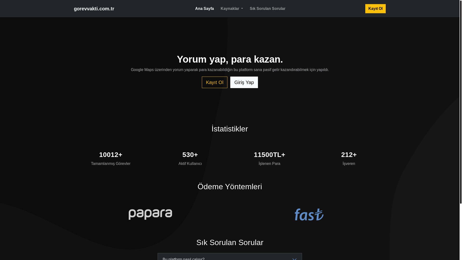 website screenshot of https://gorevvakti.com.tr/
