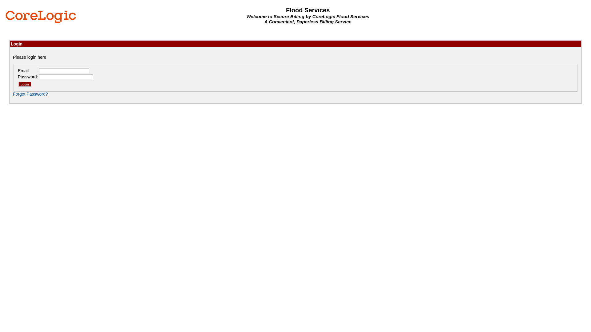 website screenshot of https://billing.floodcert.com/