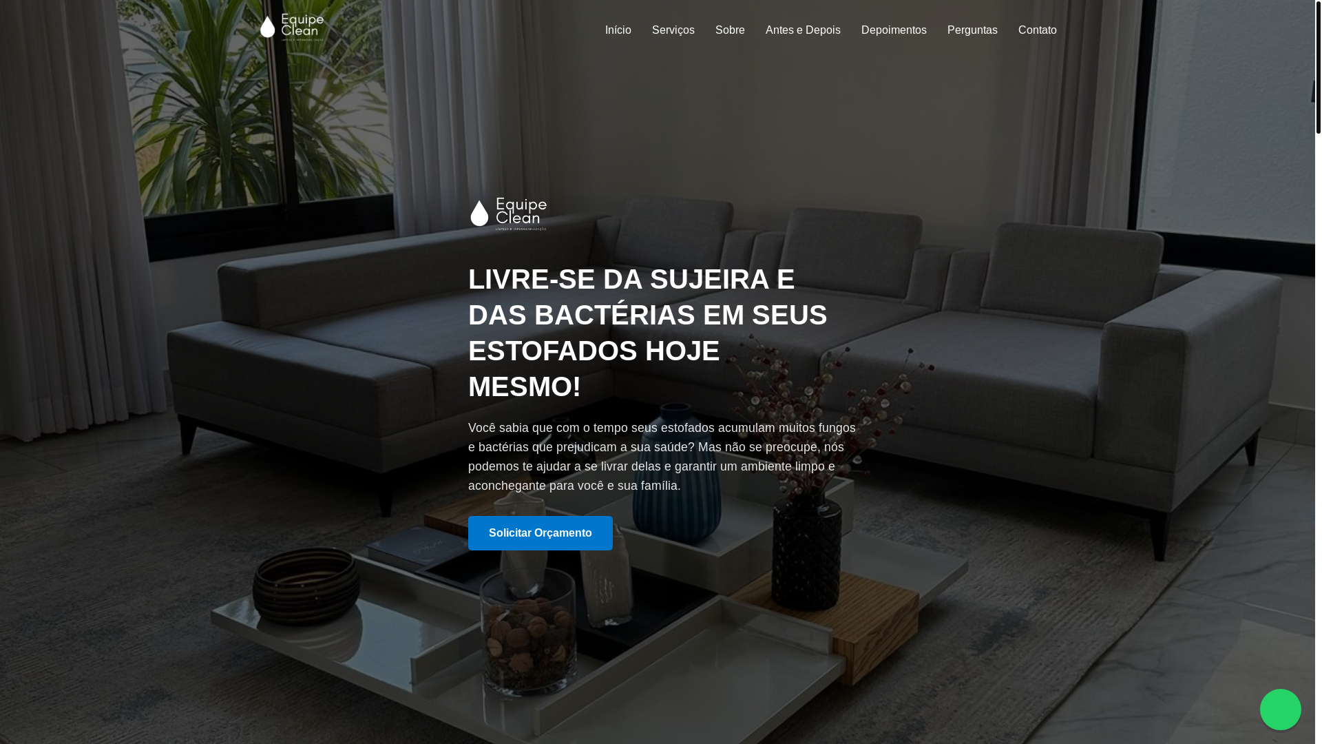website screenshot of https://equipecleanlimpeza.com.br/