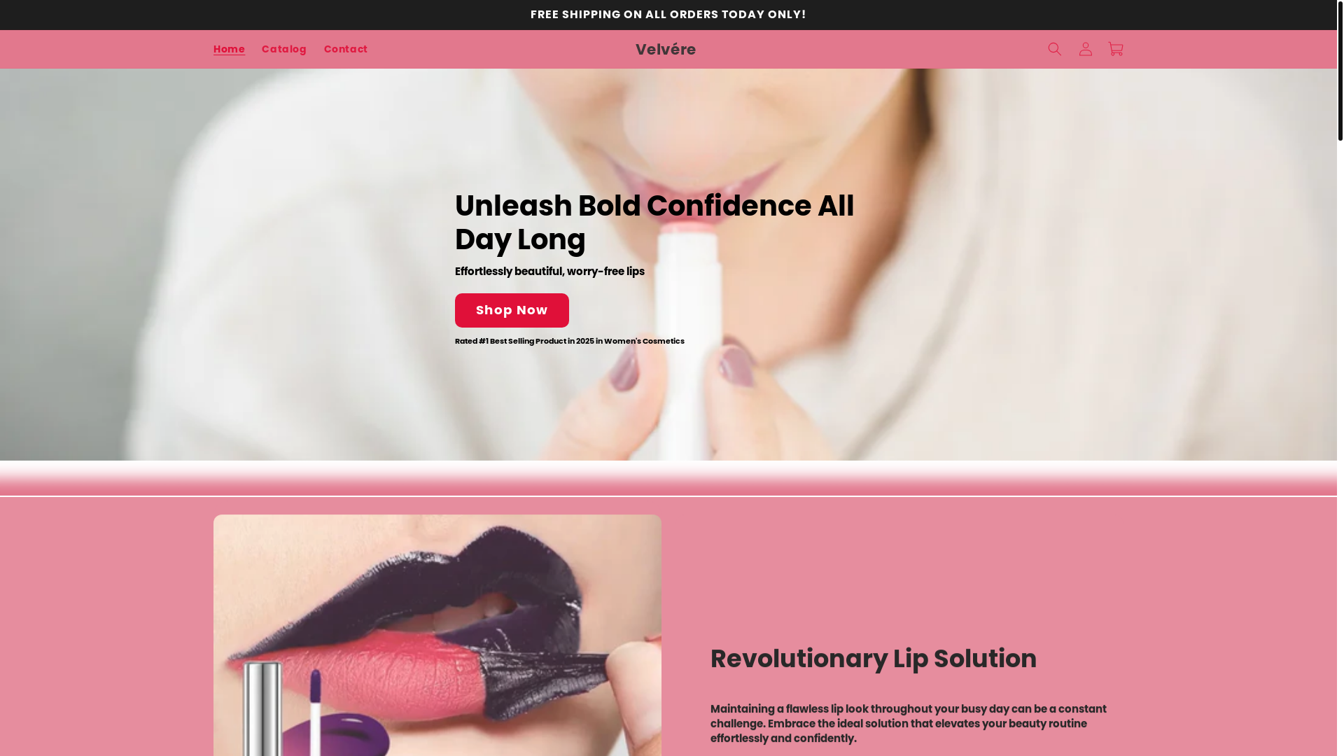 website screenshot of https://velverecosmetics.com/