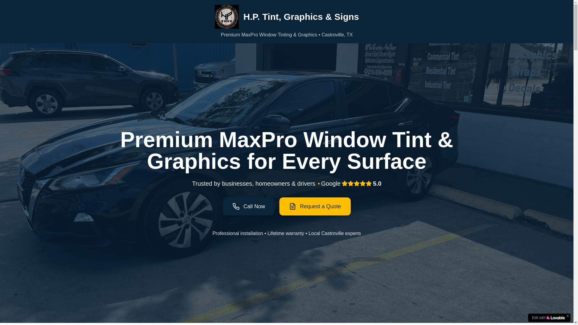 website screenshot of https://hptintgraphicsandsignsllc.com/