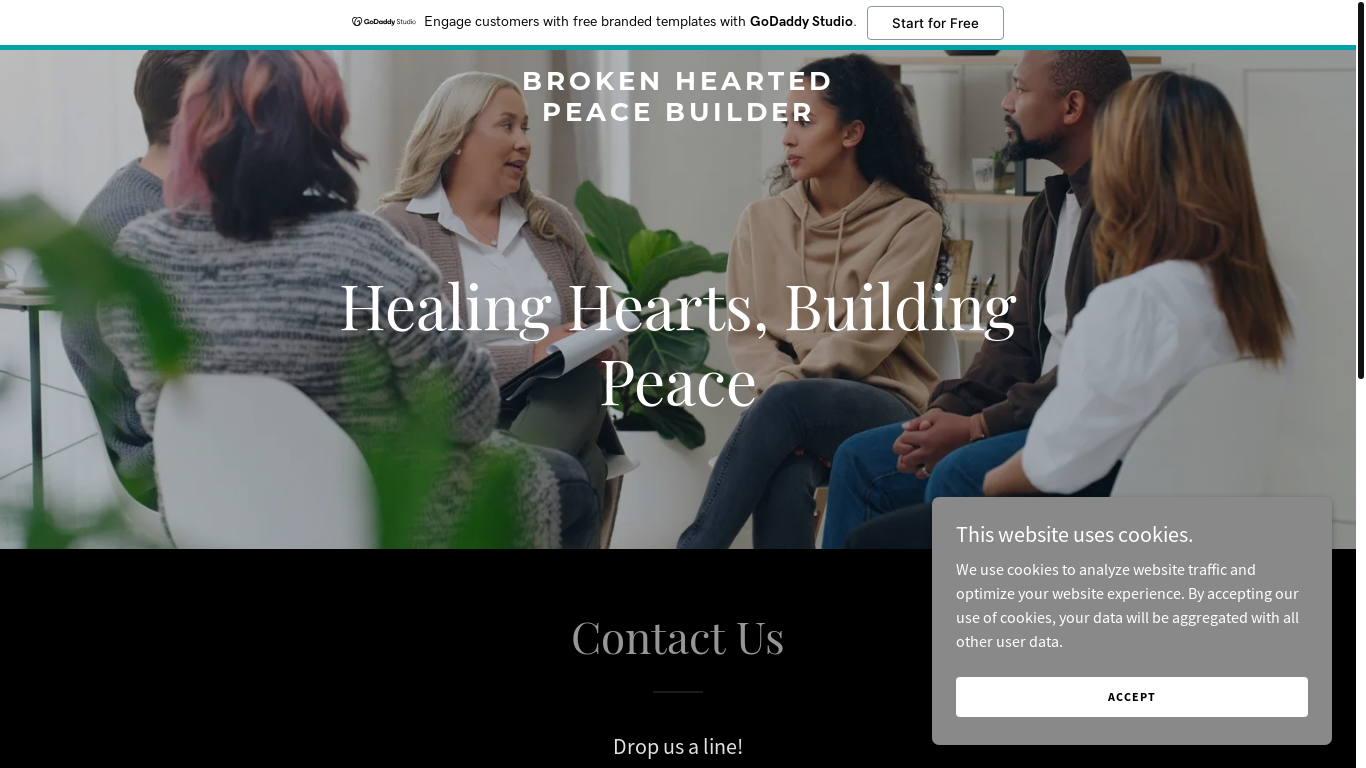 website screenshot of https://brokenheartedpeacebuilder.com/
