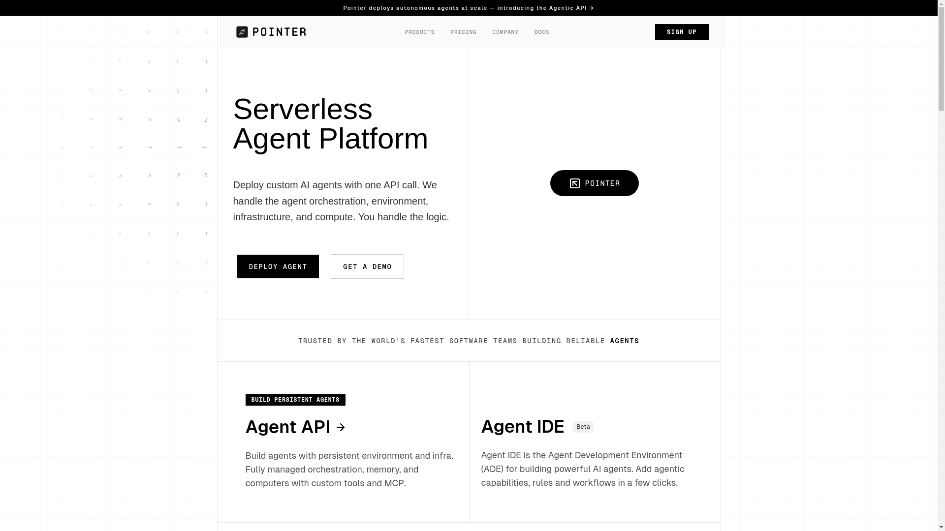 website screenshot of https://pointer.new/