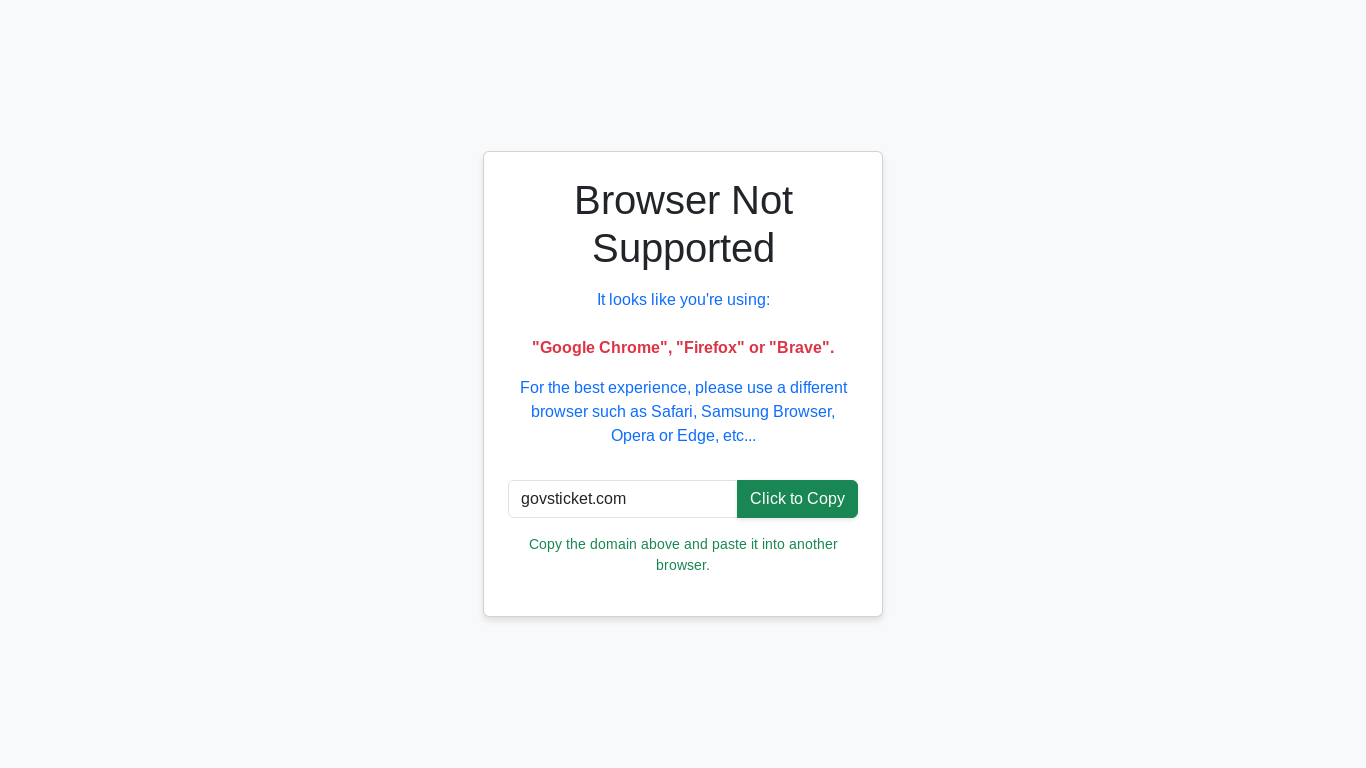 website screenshot of https://Govsticket.com