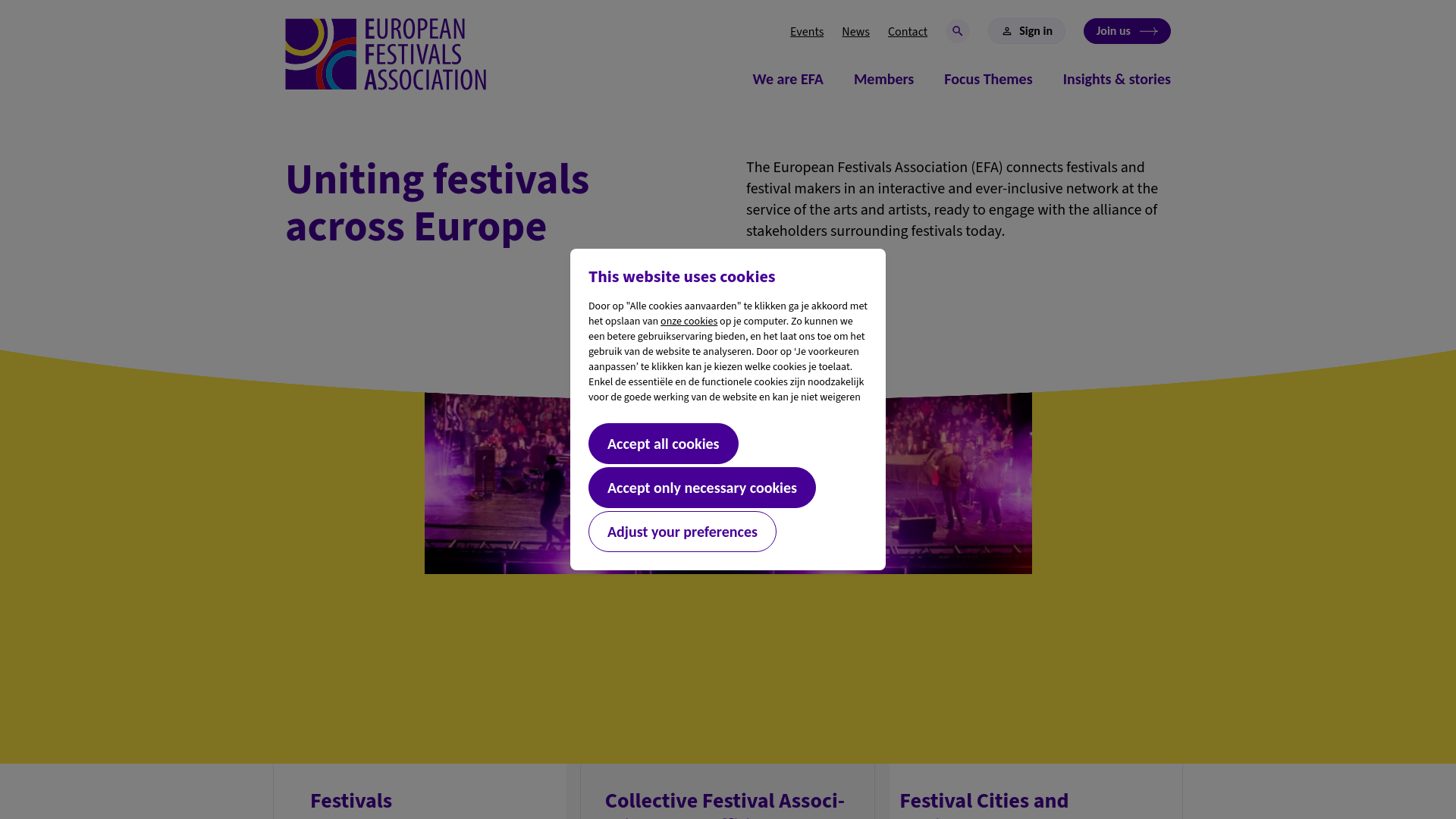 website screenshot of https://european-festivals.net/