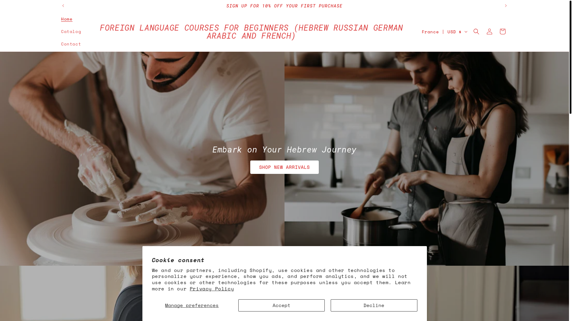 website screenshot of https://online-russian-german-french-arabic-and-hebrew-courses.com/