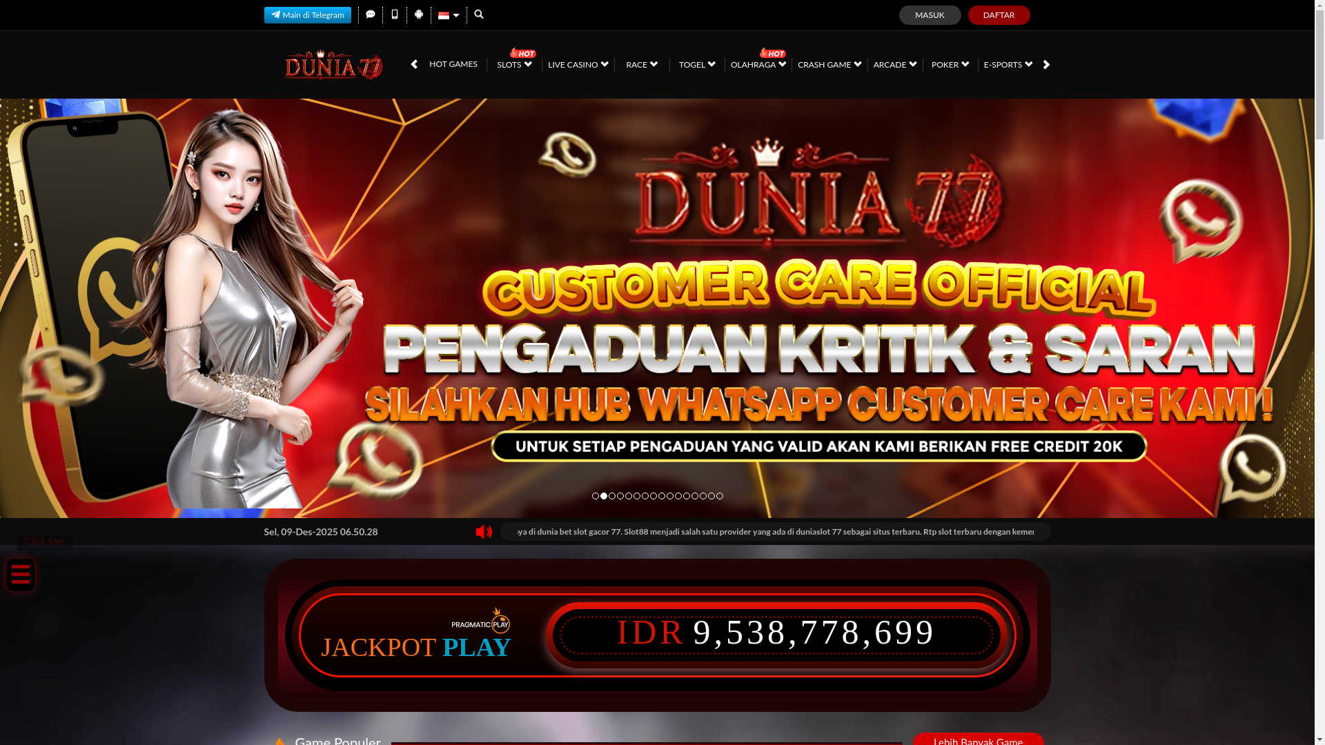 website screenshot of https://paradunia77.site/