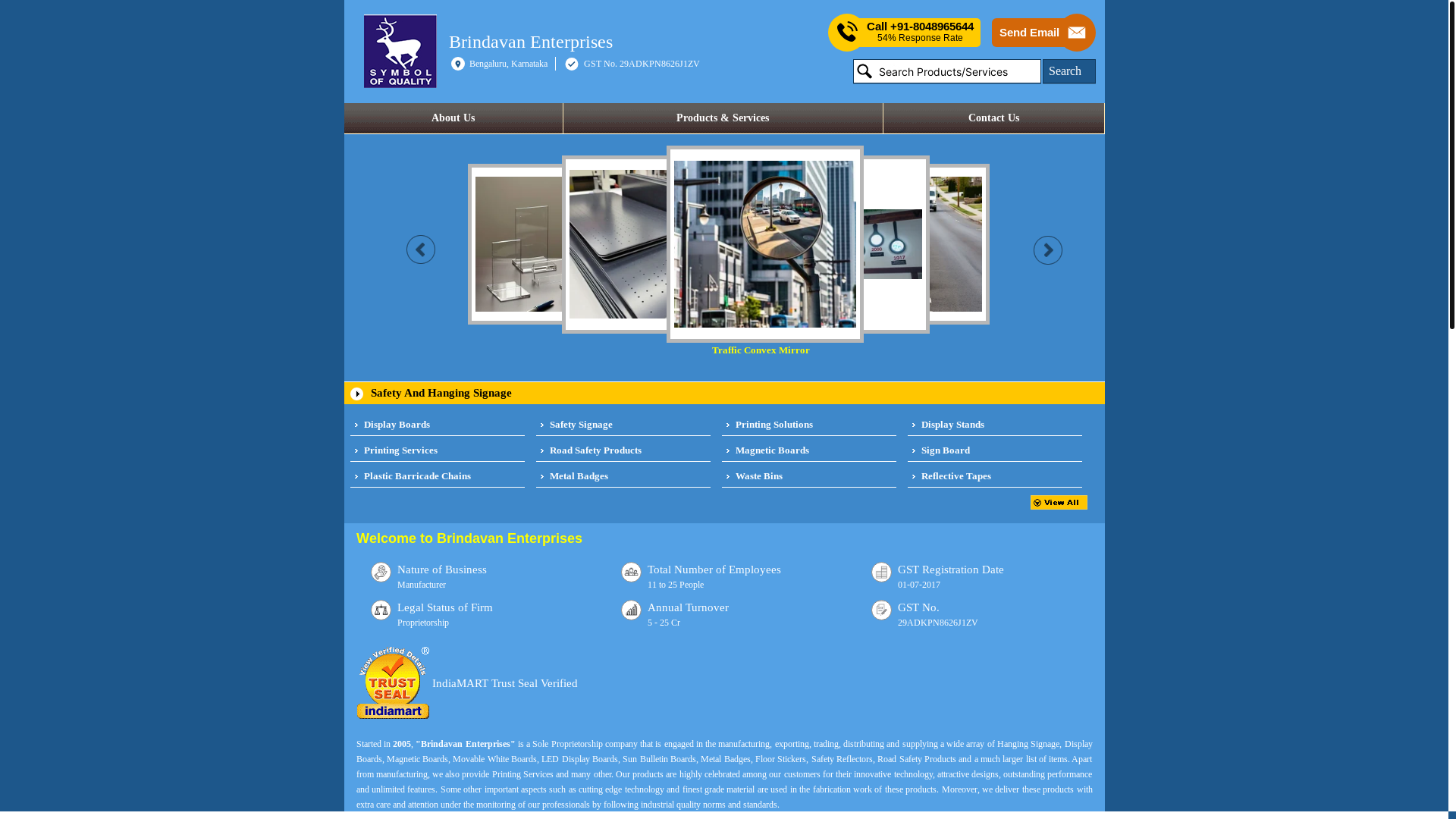 website screenshot of https://brindavanenterprise.in/