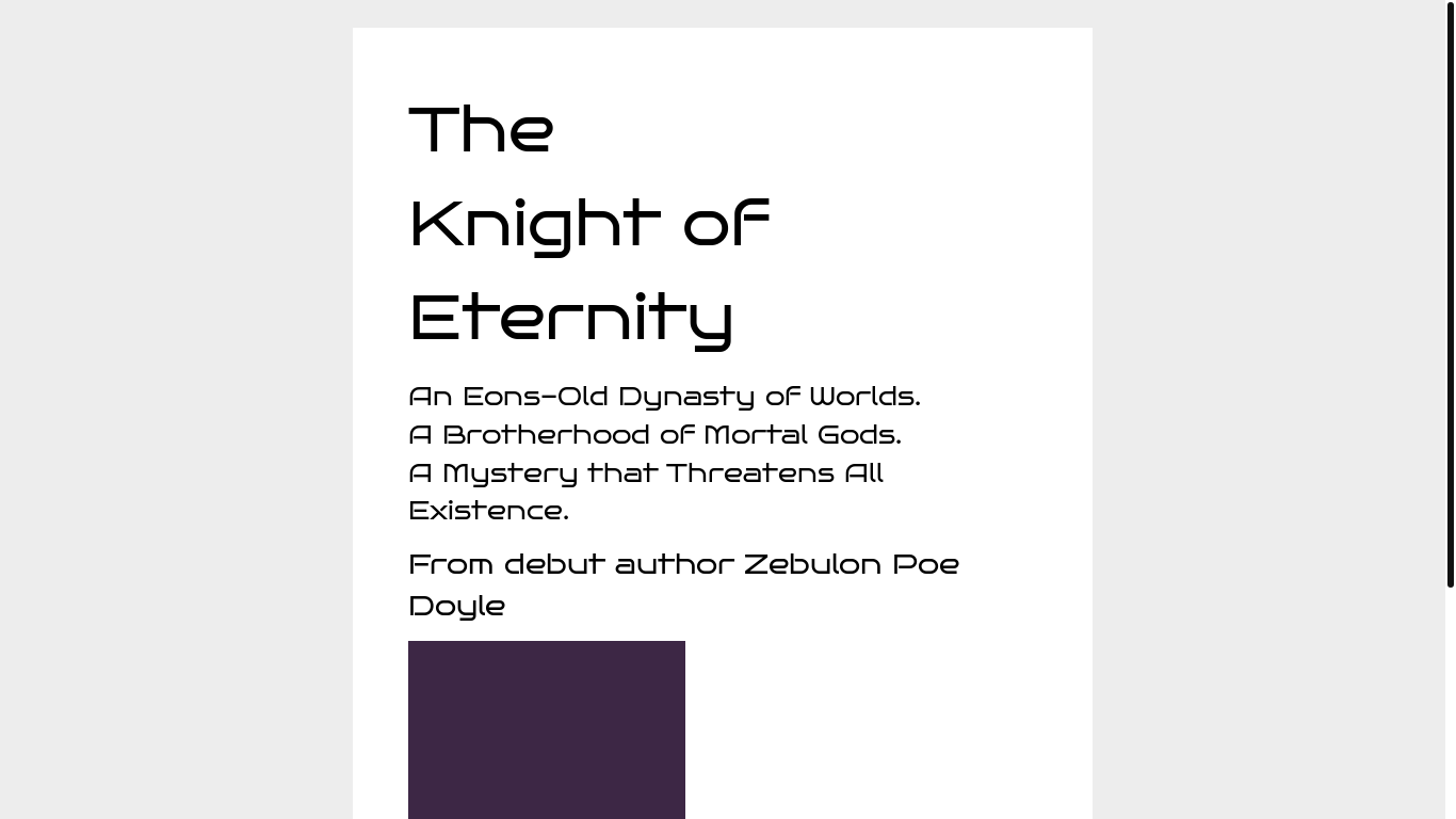 website screenshot of https://theknightofeternity.com/