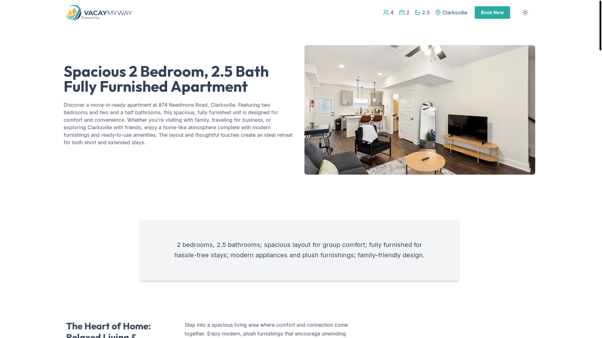 website screenshot of https://clarksvillespace.house/