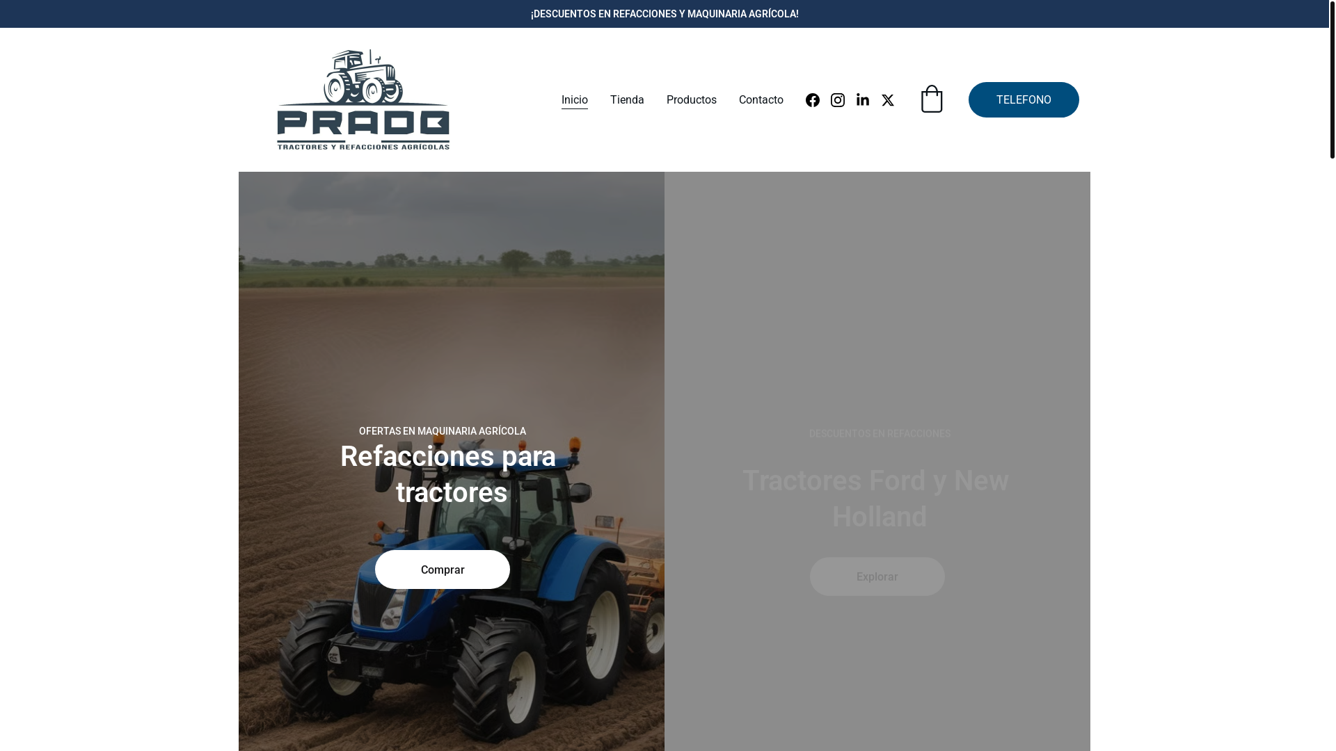 website screenshot of https://tractoresrefaccionesagricolasprado.com/