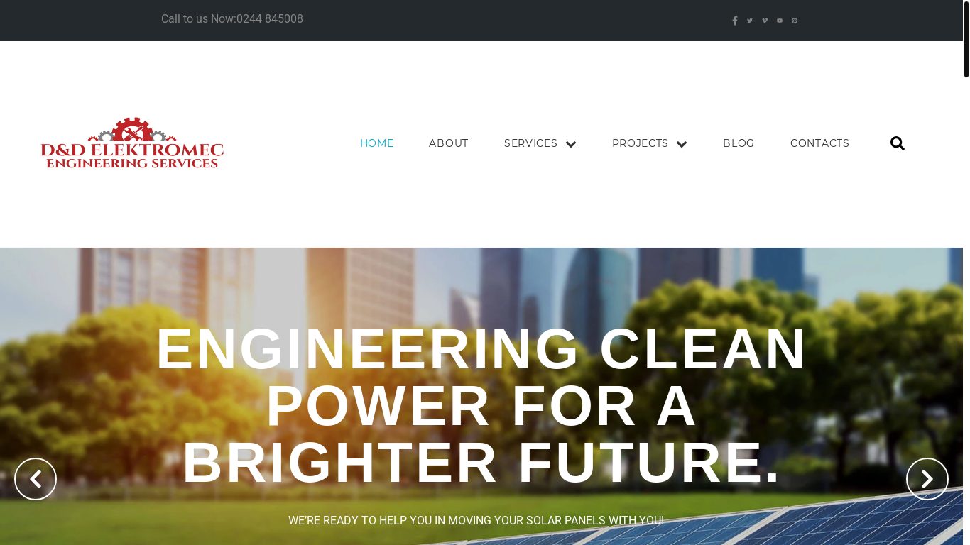 website screenshot of https://dndelektromec.tech/