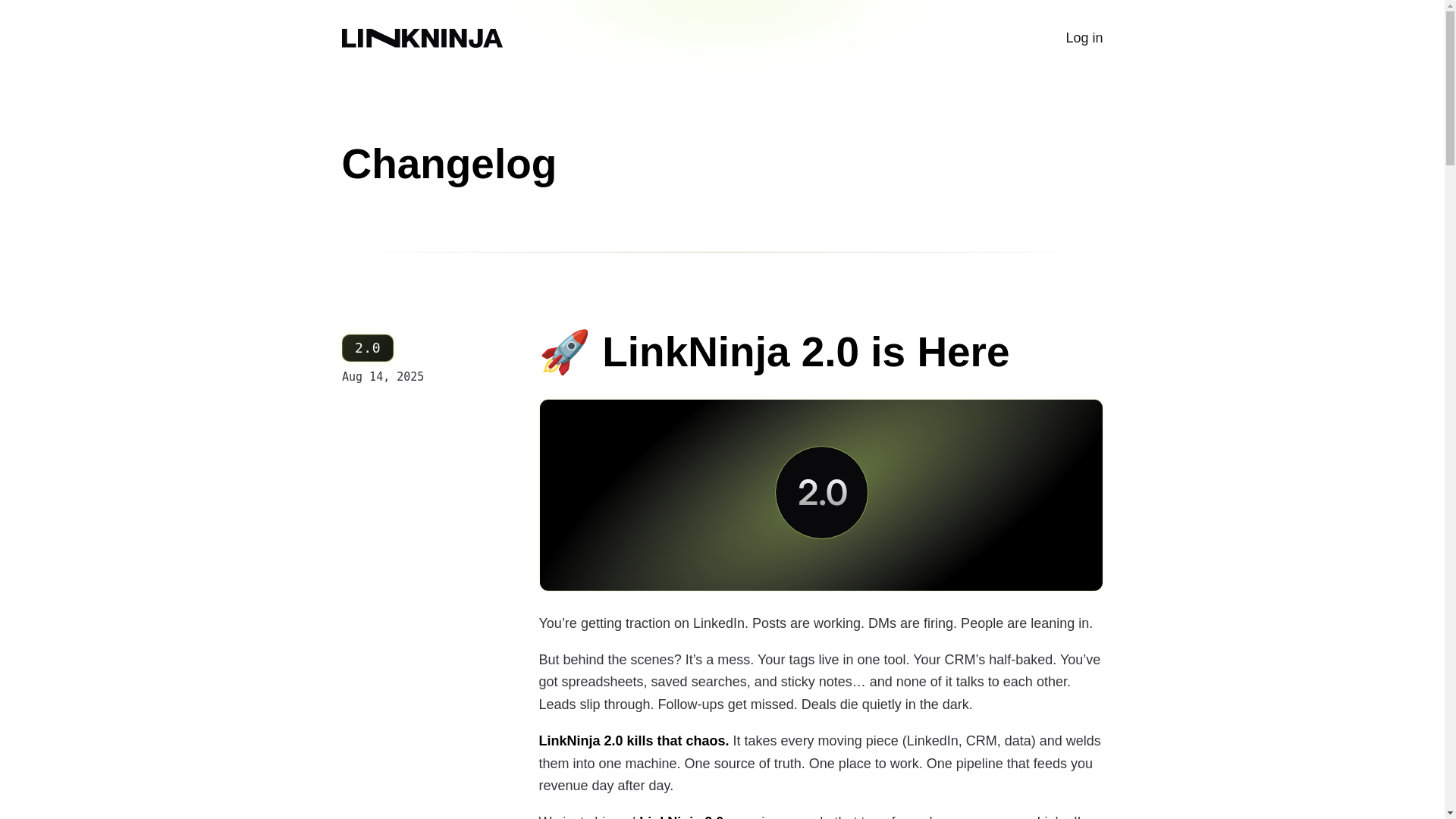website screenshot of https://linkninja-changelog.pages.dev/