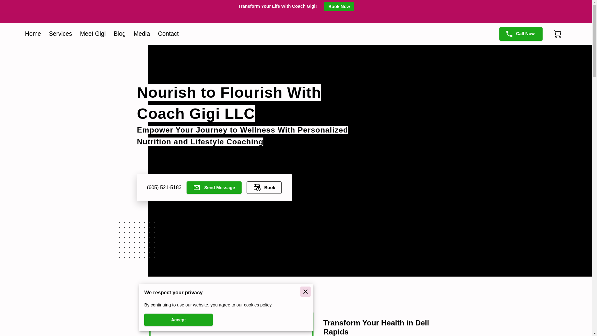 website screenshot of https://nourishtoflourishwithcoachgigi.com/