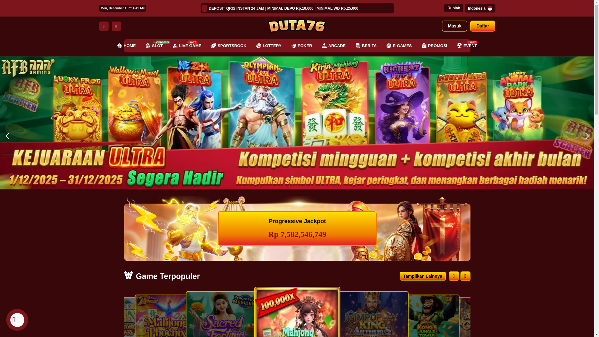 website screenshot of https://duta76ku.live/