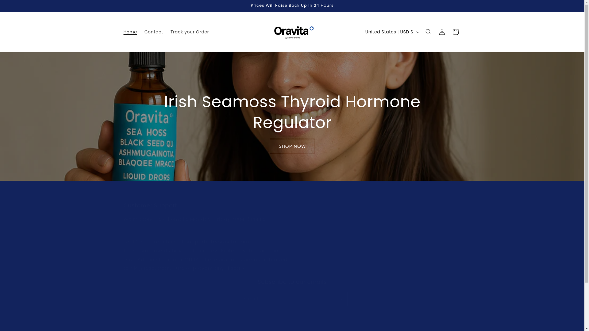 website screenshot of https://myoravita.com/