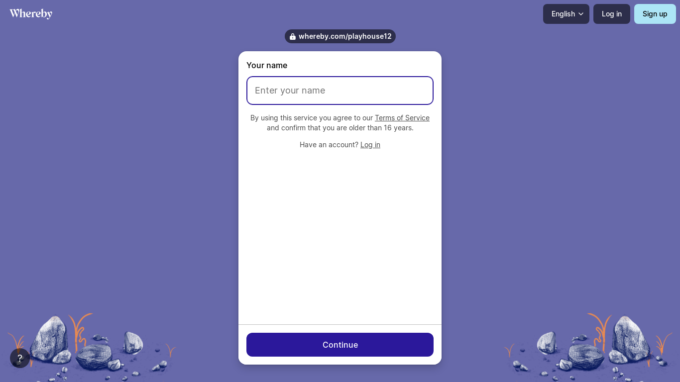 website screenshot of https://whereby.com/playhouse12