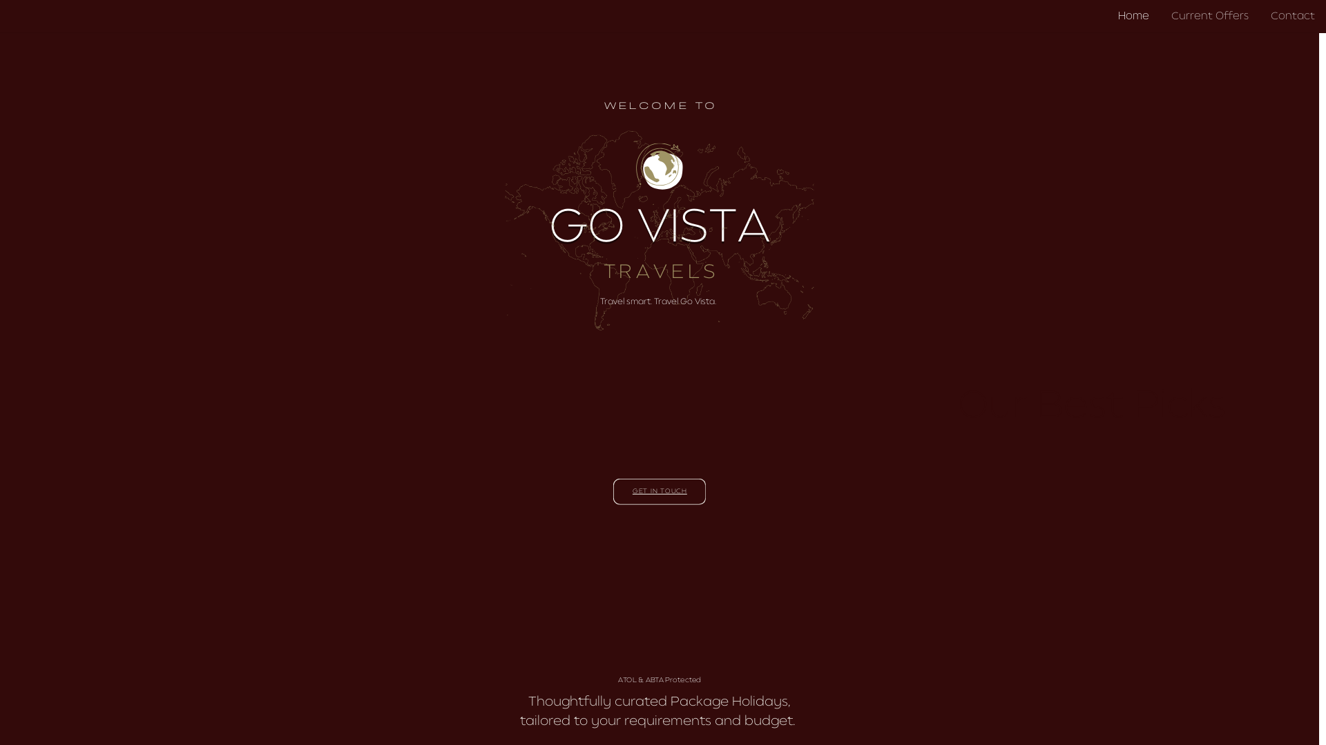 website screenshot of https://govistatravels.co.uk/