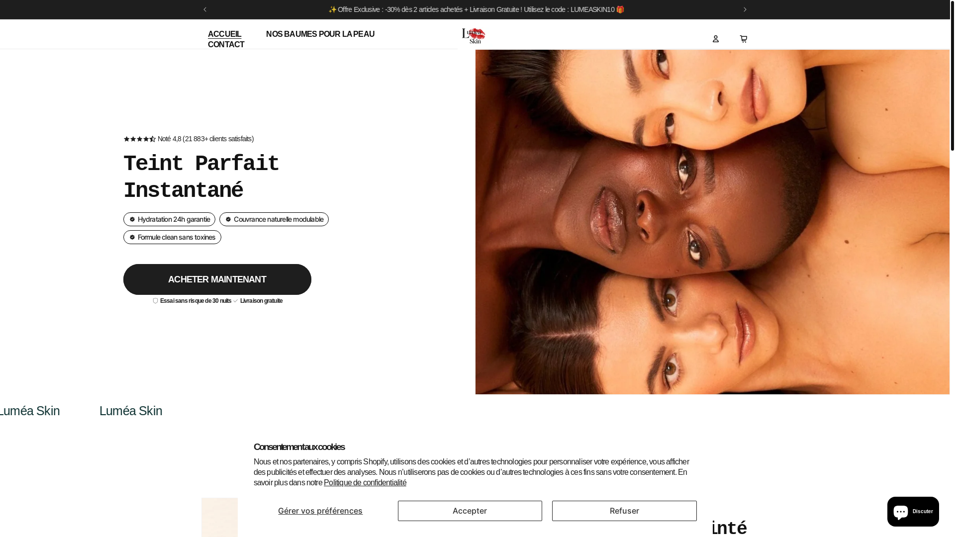 website screenshot of https://lumeaskin.us/