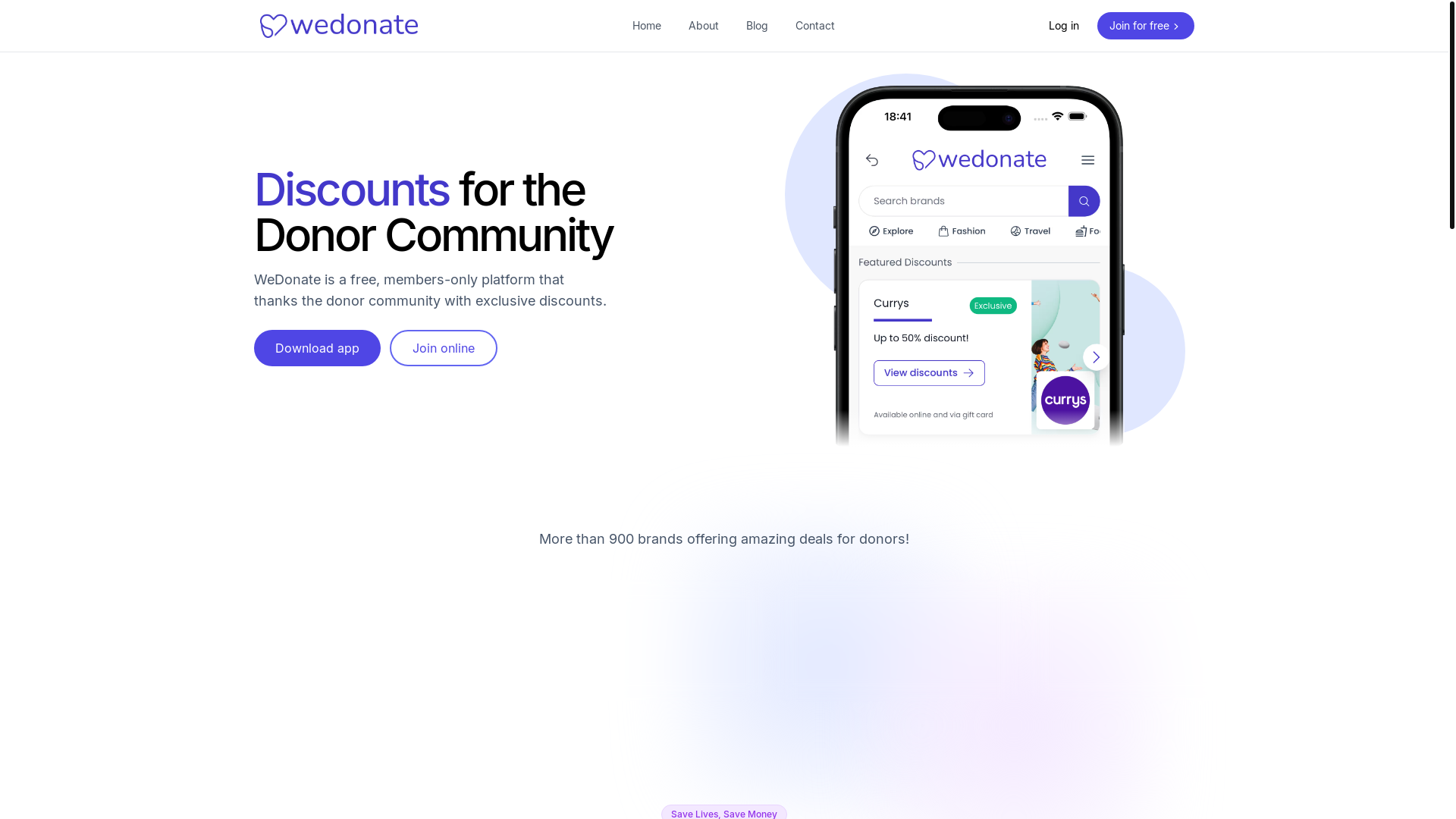website screenshot of https://wedonate-landing.pages.dev/