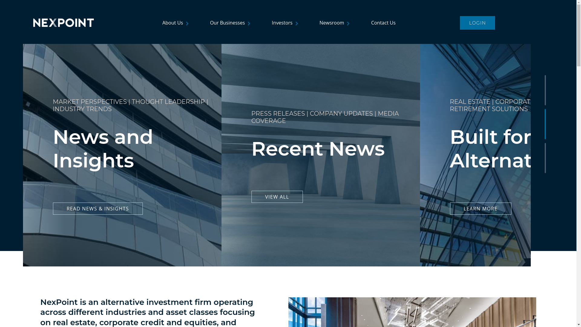website screenshot of https://www.nexpoint.com/