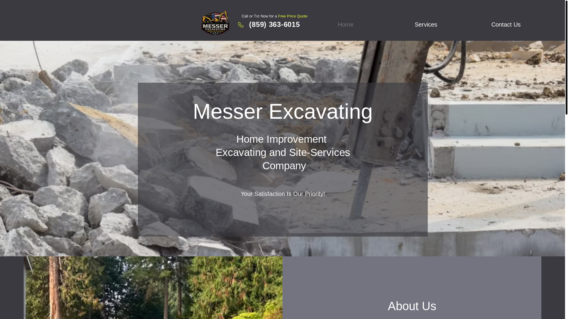 website screenshot of https://messerexcavating.com/