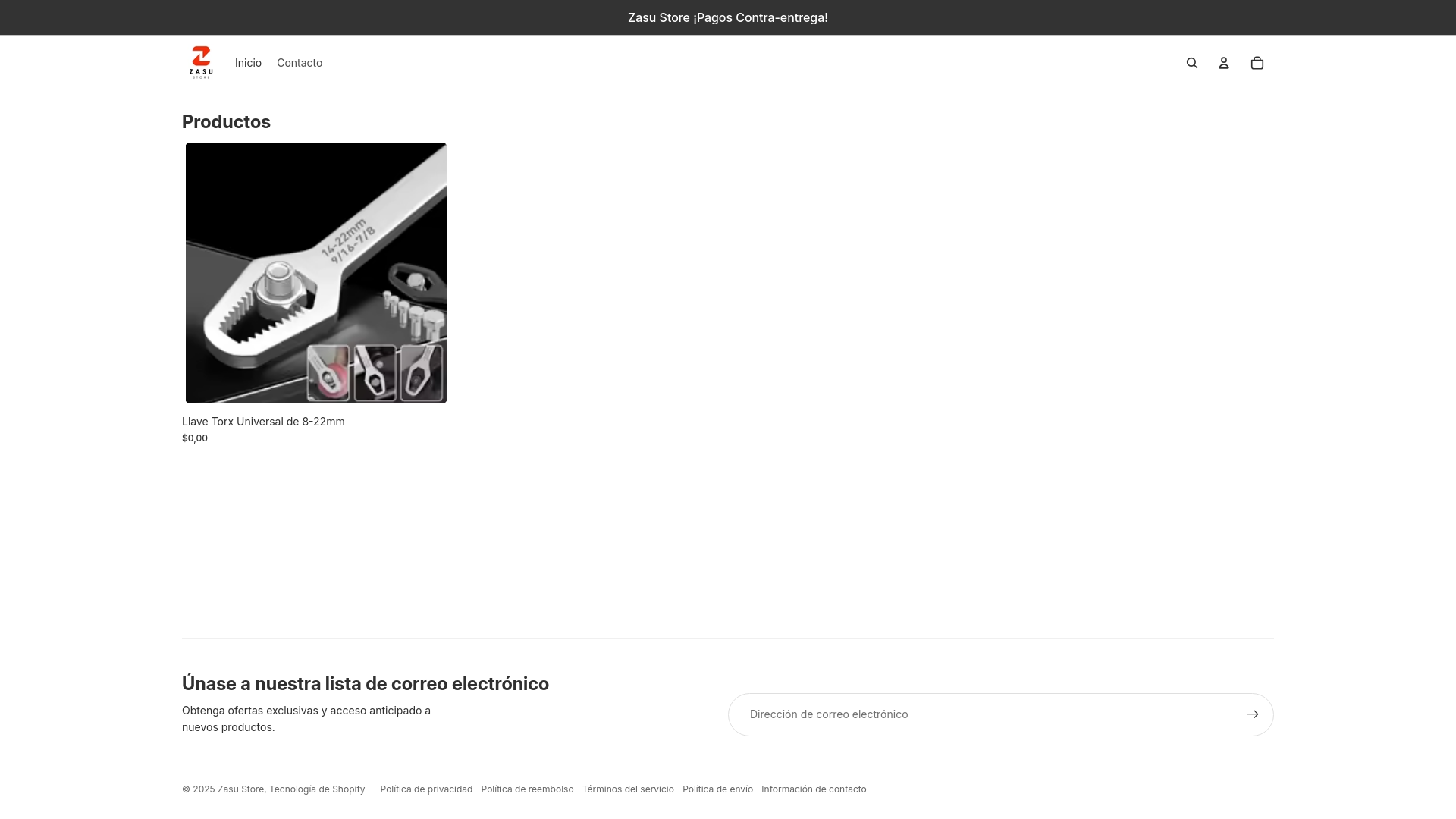 website screenshot of https://zasustore.shop/