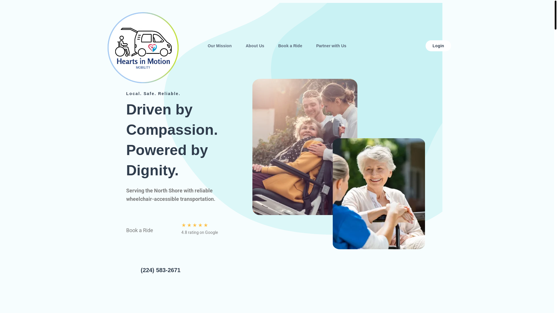 website screenshot of https://hearts-in-motion-mobility.com/