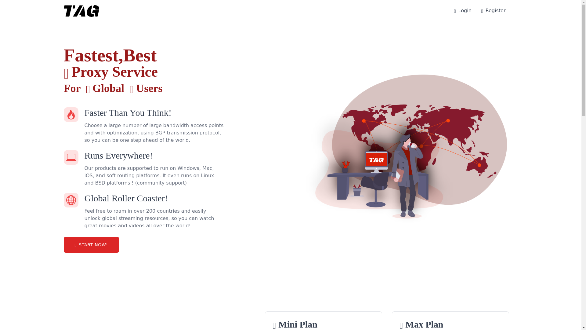 website screenshot of https://tagvpnglobal.com