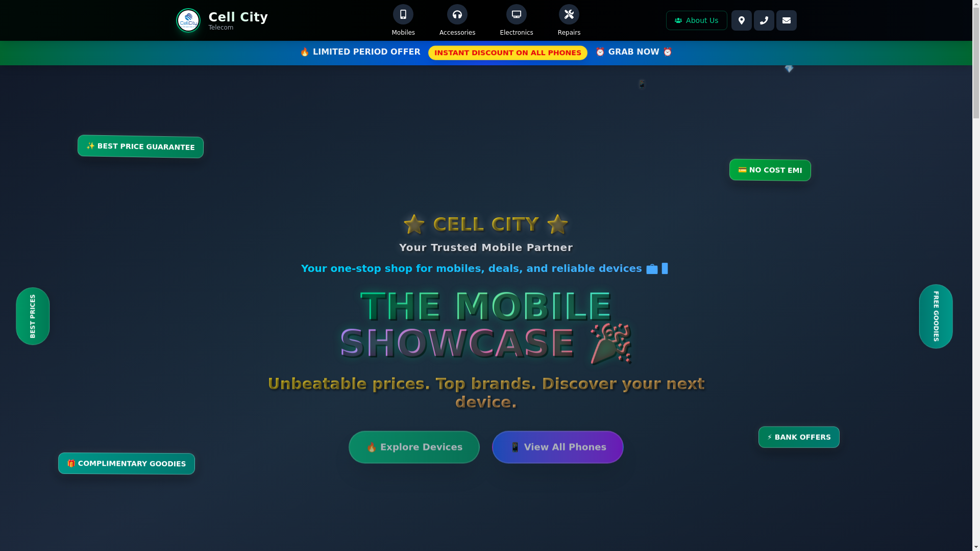 website screenshot of https://cellcitytelcom.com/