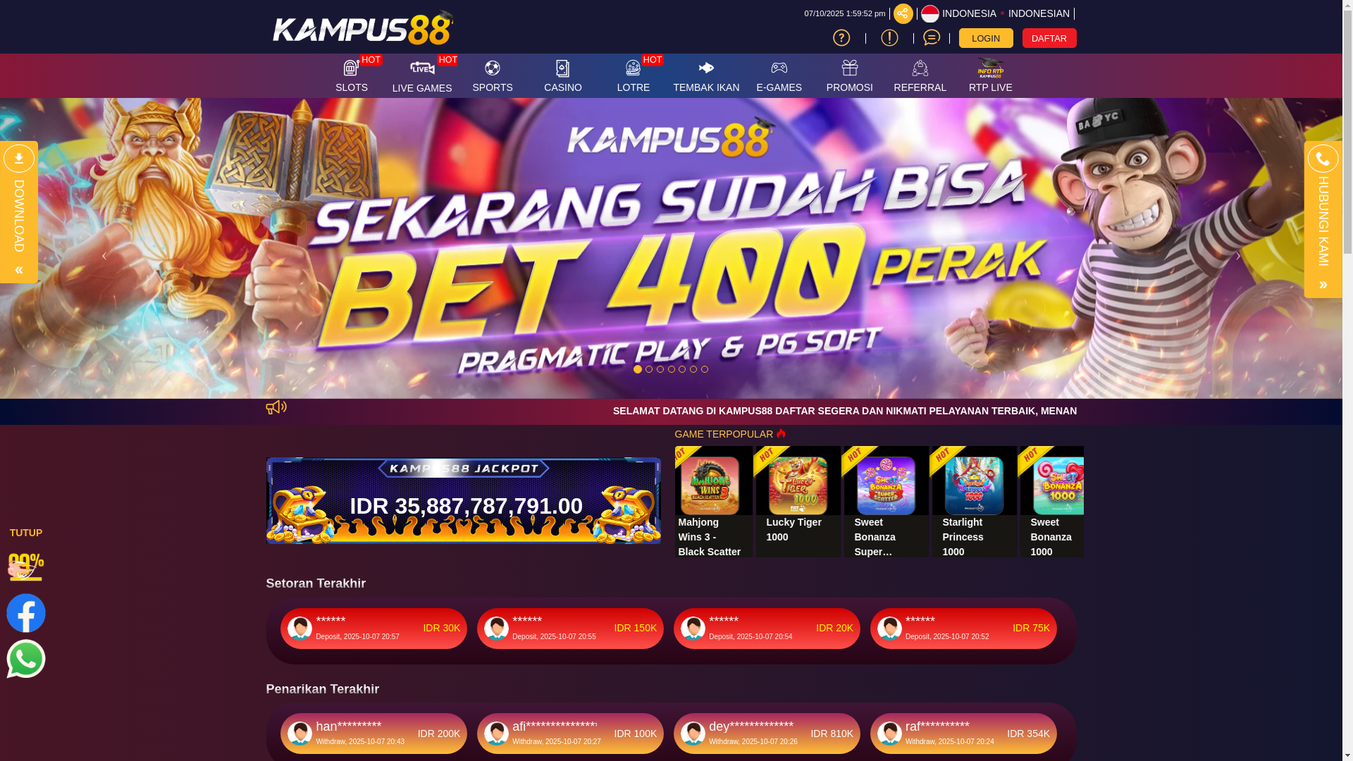 website screenshot of https://kampusatu.com/