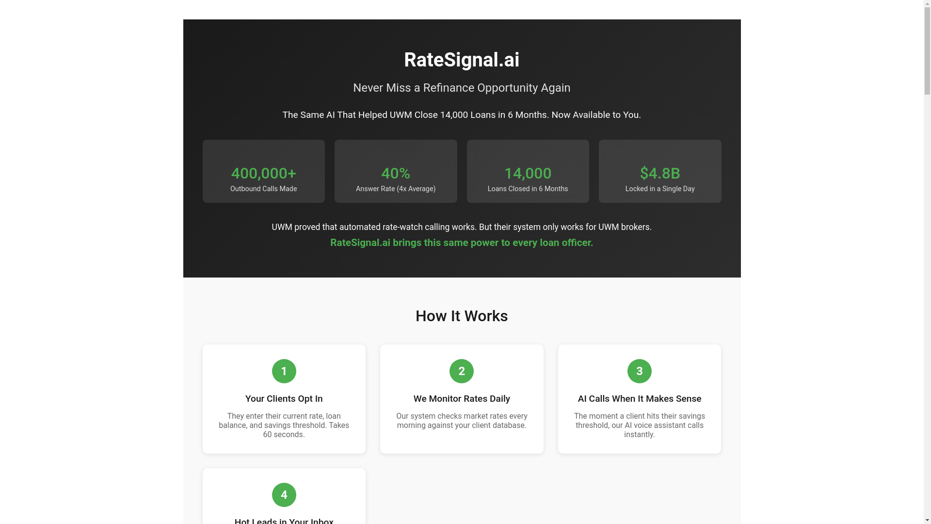 website screenshot of https://ratesignal.ai/