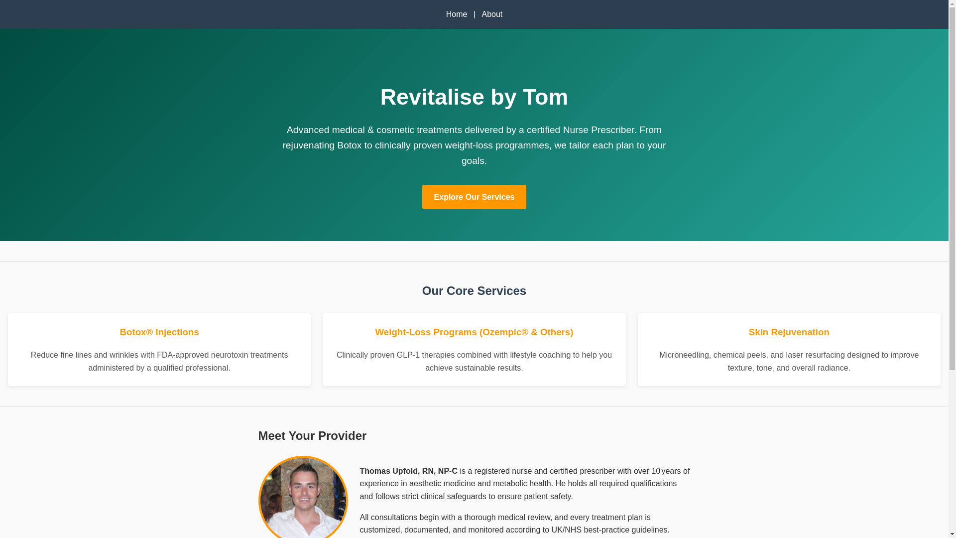 website screenshot of https://revitalisebytom.com/
