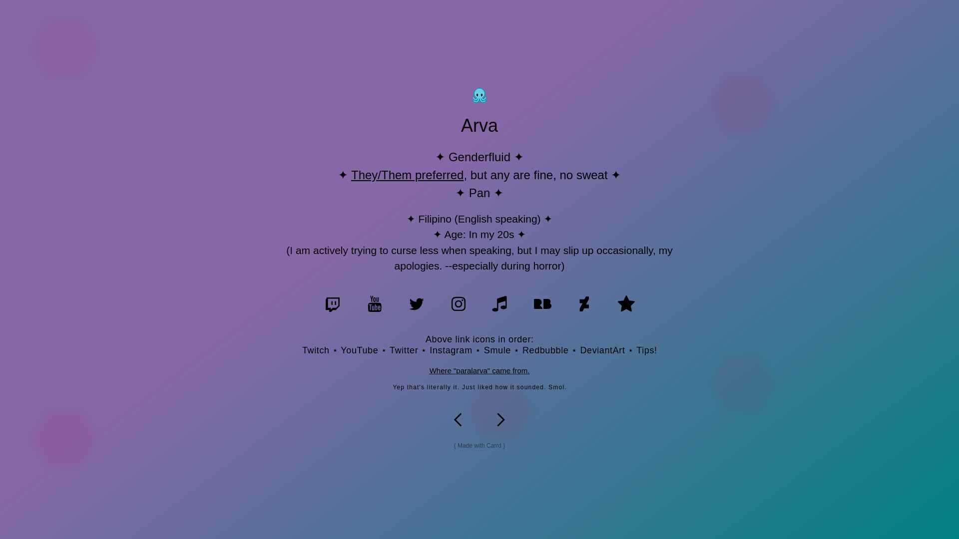 website screenshot of https://paralarva.carrd.co/