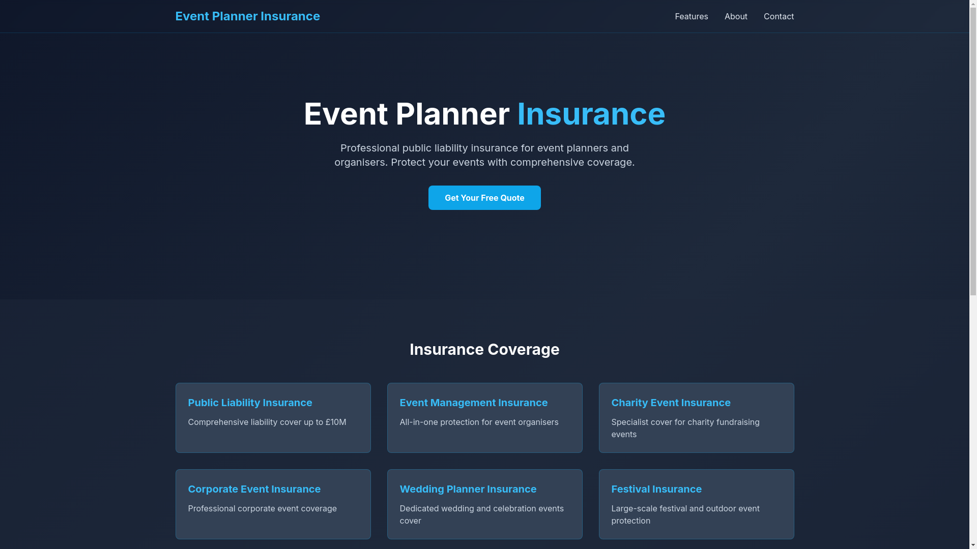 website screenshot of https://eventplanner.quest/