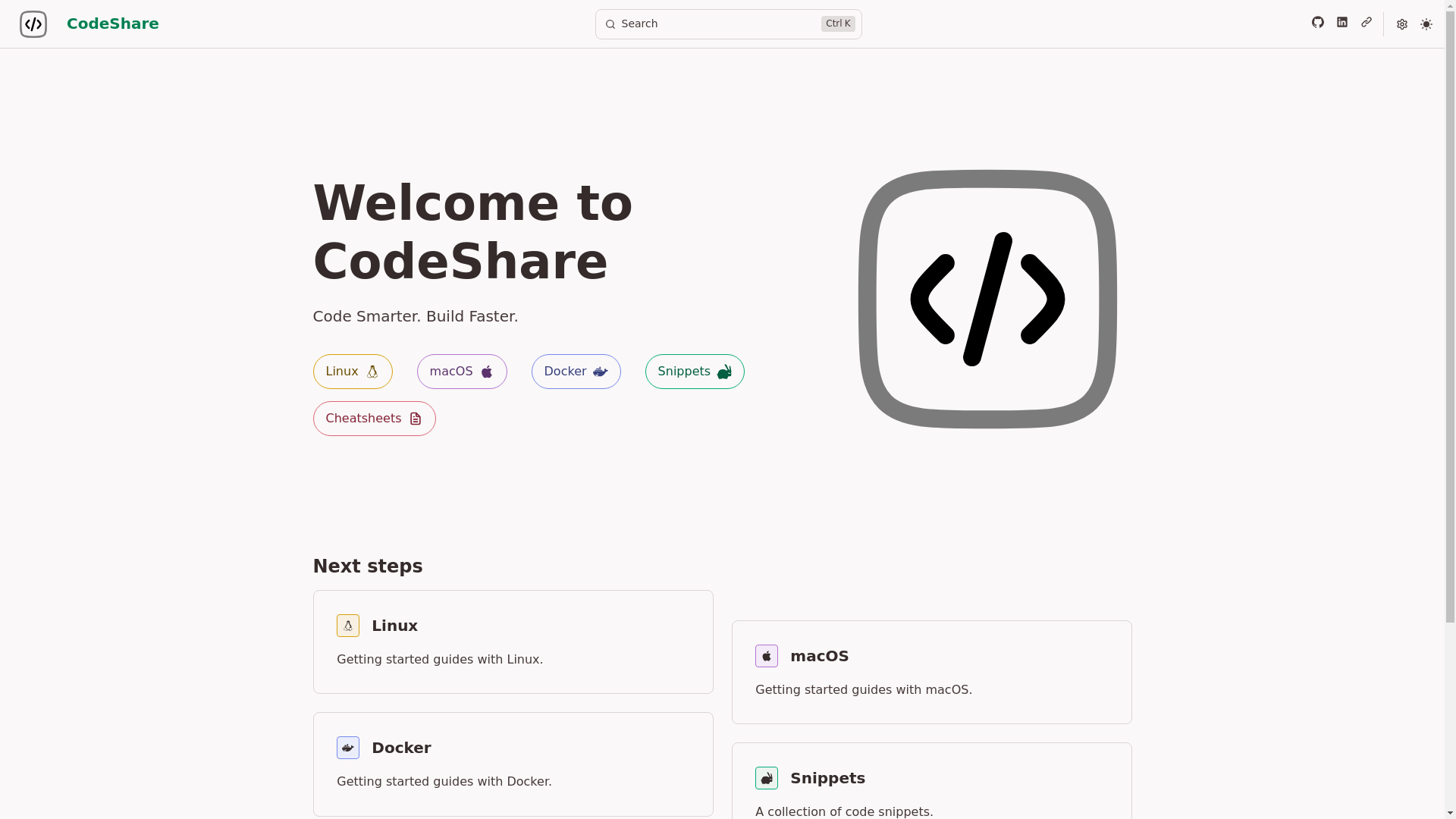 website screenshot of https://code-share.pages.dev/