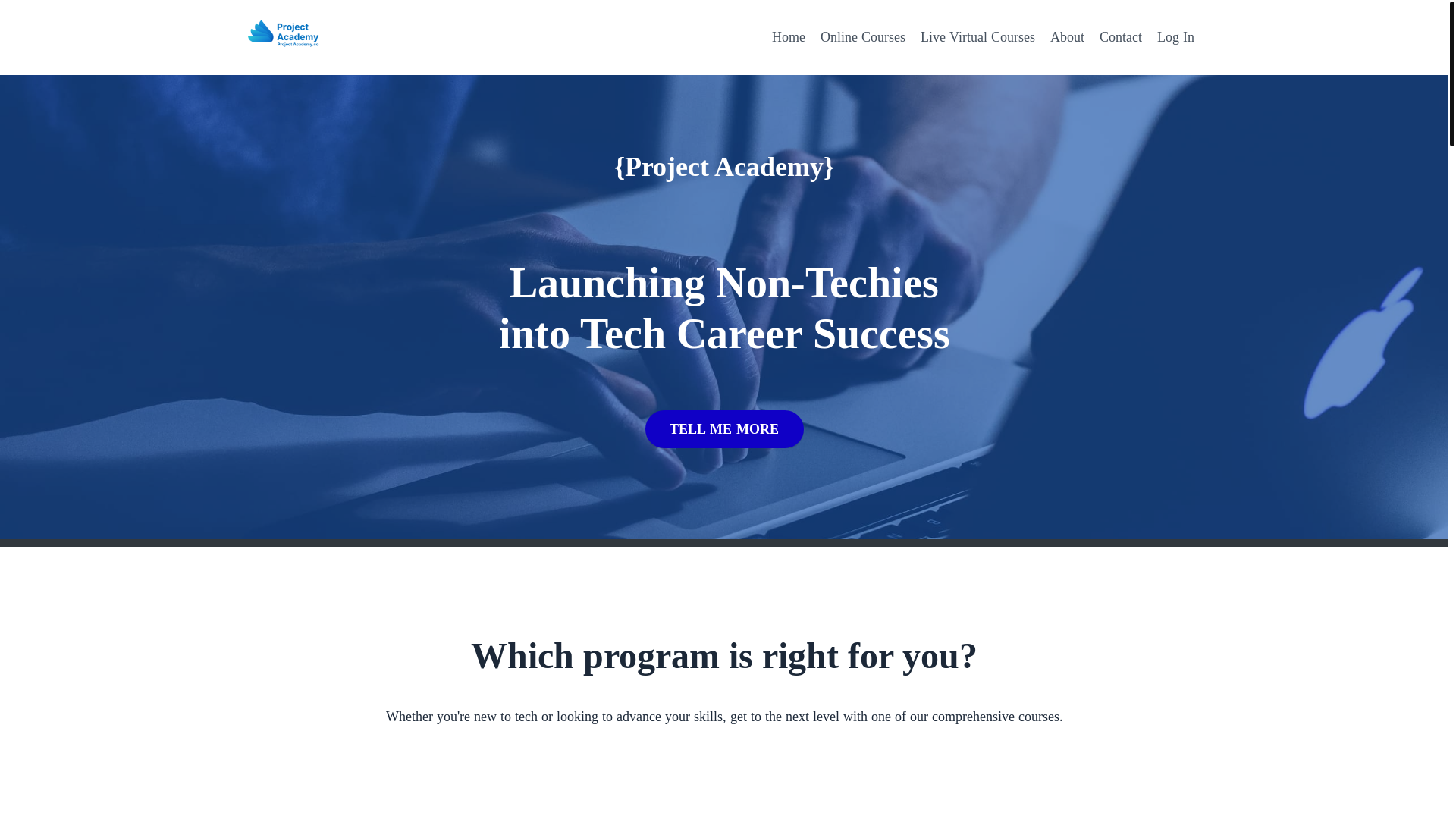 website screenshot of https://projectacademy.ai/