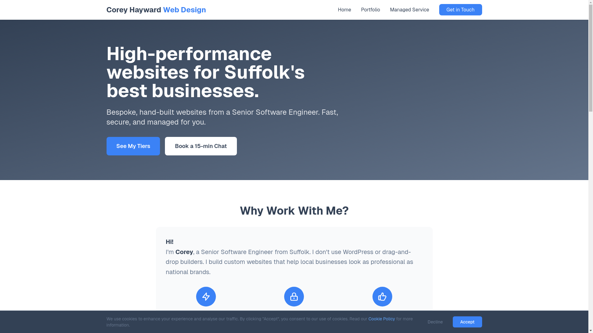 website screenshot of https://corey-hayward-web-design.pages.dev/