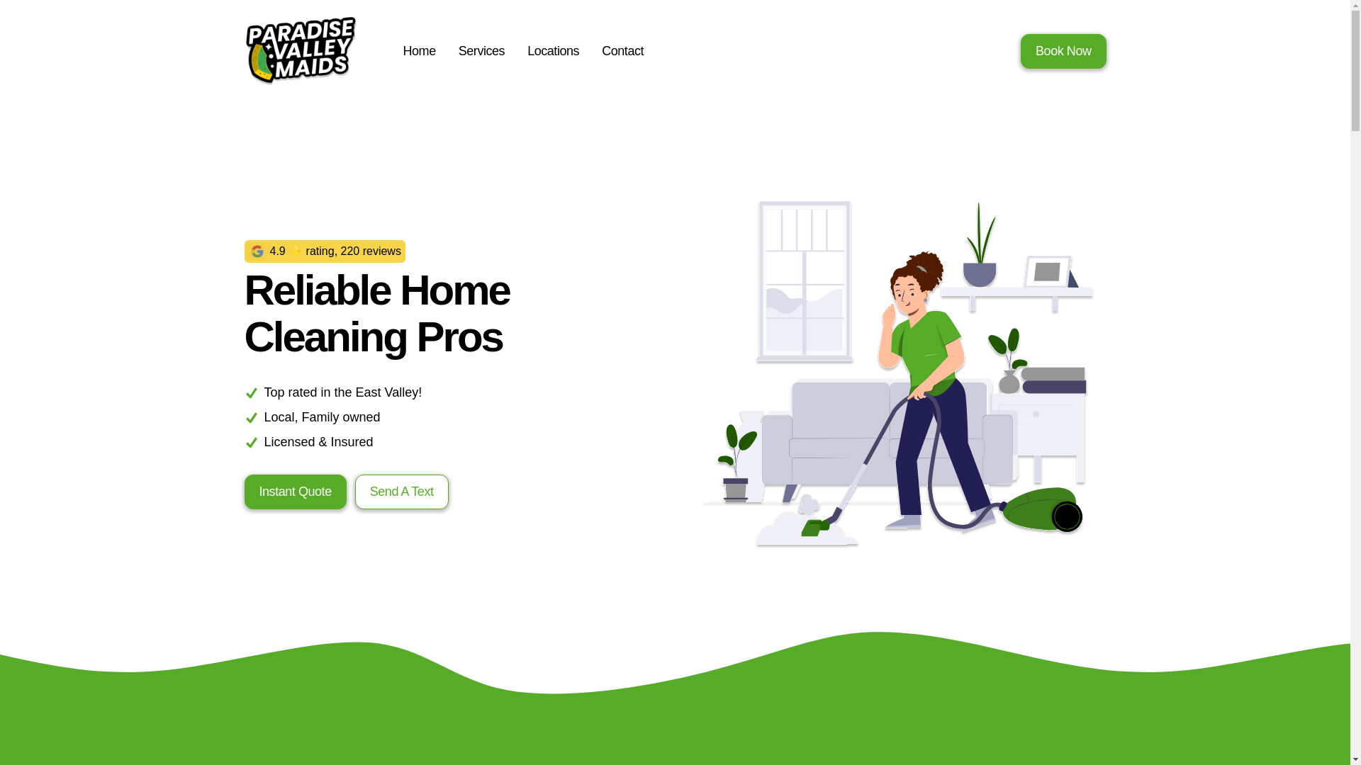 website screenshot of https://eastvalleymaids.com/