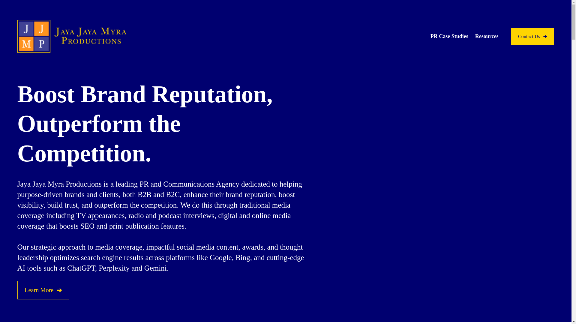 website screenshot of https://jjmyrapproductionsmusic.com/