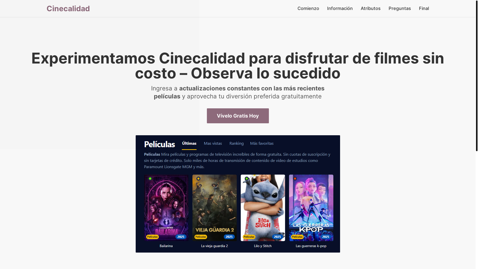 website screenshot of https://cinecalidad-rcbx.pages.dev/