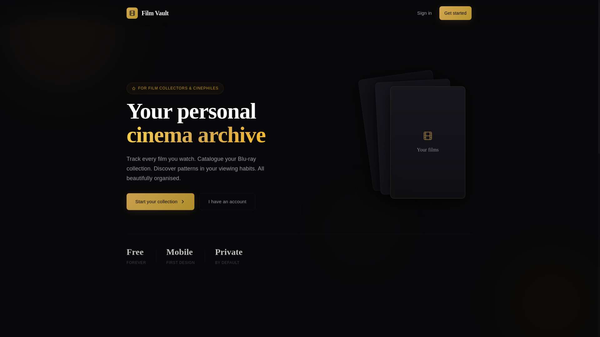 website screenshot of https://film-vault.uk/
