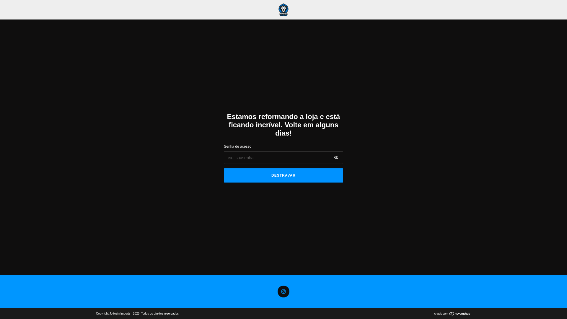 website screenshot of https://joaozinimports.com.br/