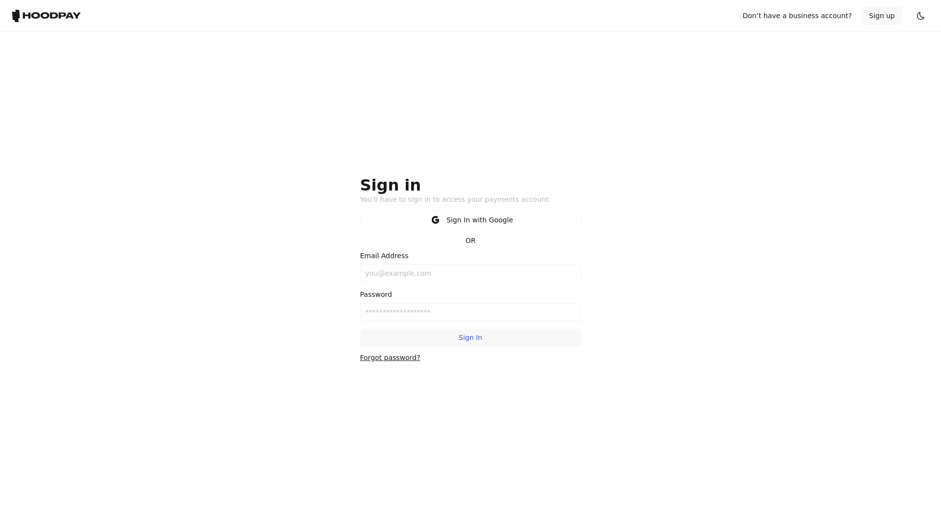 website screenshot of https://hoodpay-front-dash.pages.dev/